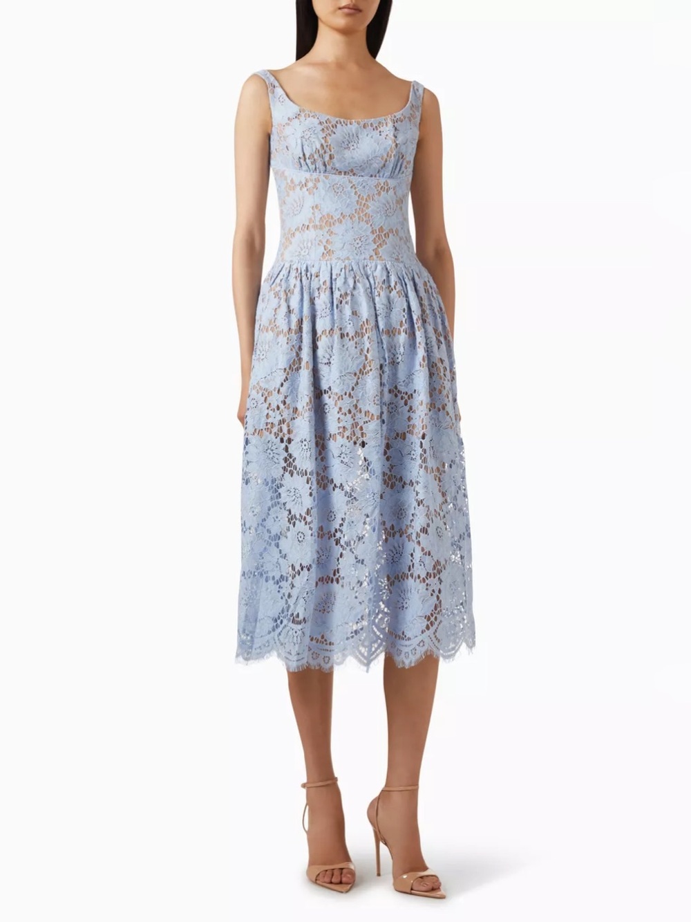 NWT- Self- Portrait Light Blue Lace Midi Dress - Women's Elegant Summer Dress